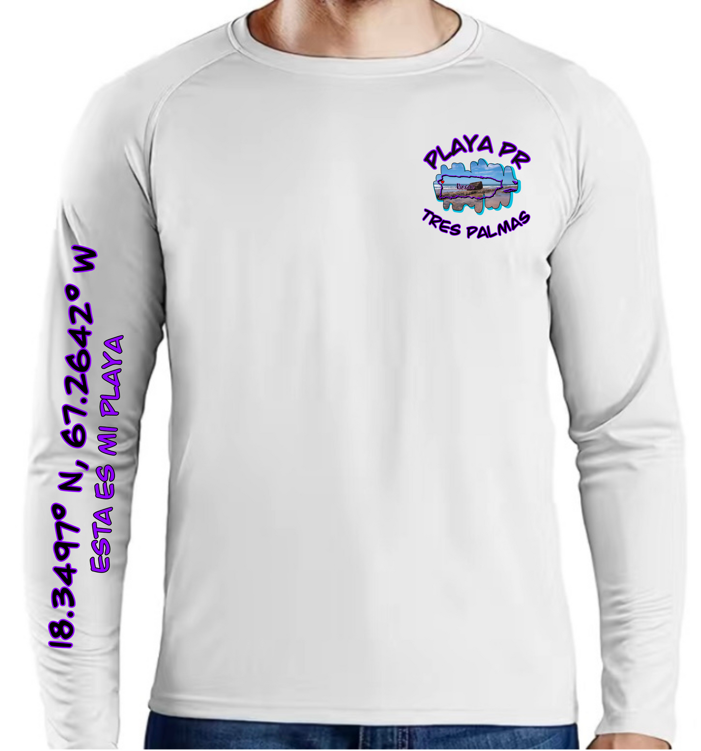 Men's UPF50+ rash guard long Sleeve Tres Palmas, Rincon P.R