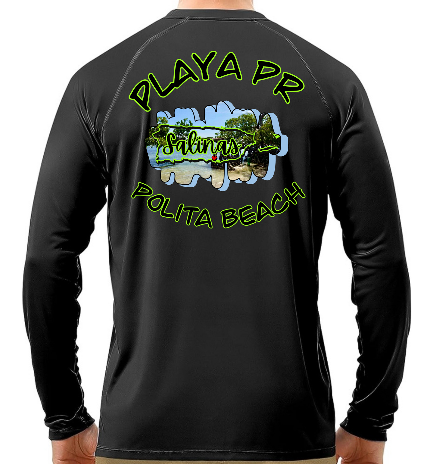 Men's UPF50+ rash guard long sleeve Polita beach, Salinas P.R