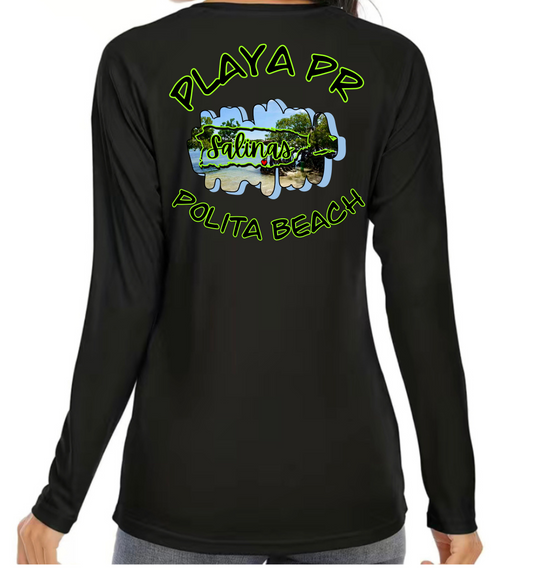 Women's UPF50+ rash guard long sleeve Polita beach, Salinas P.R