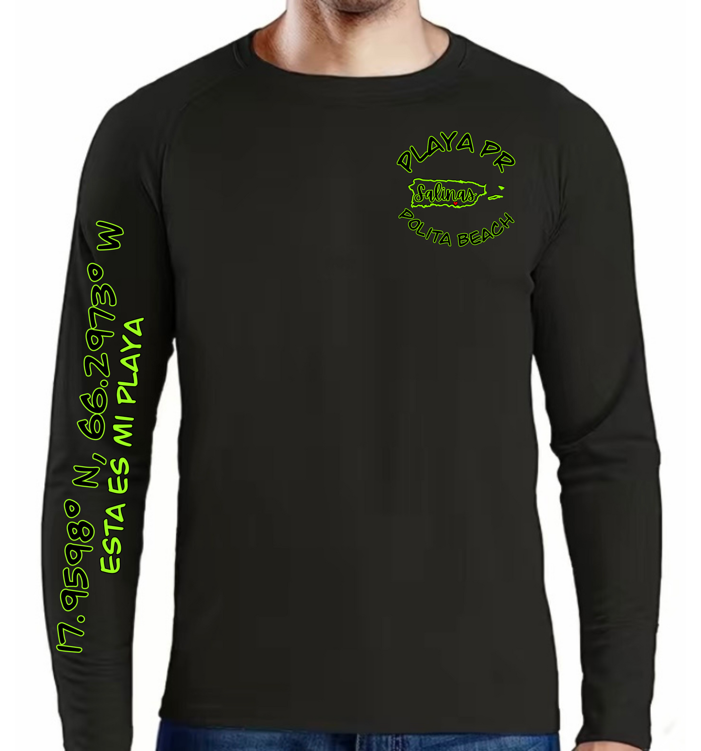 Men's UPF50+ rash guard long sleeve Polita beach, Salinas P.R