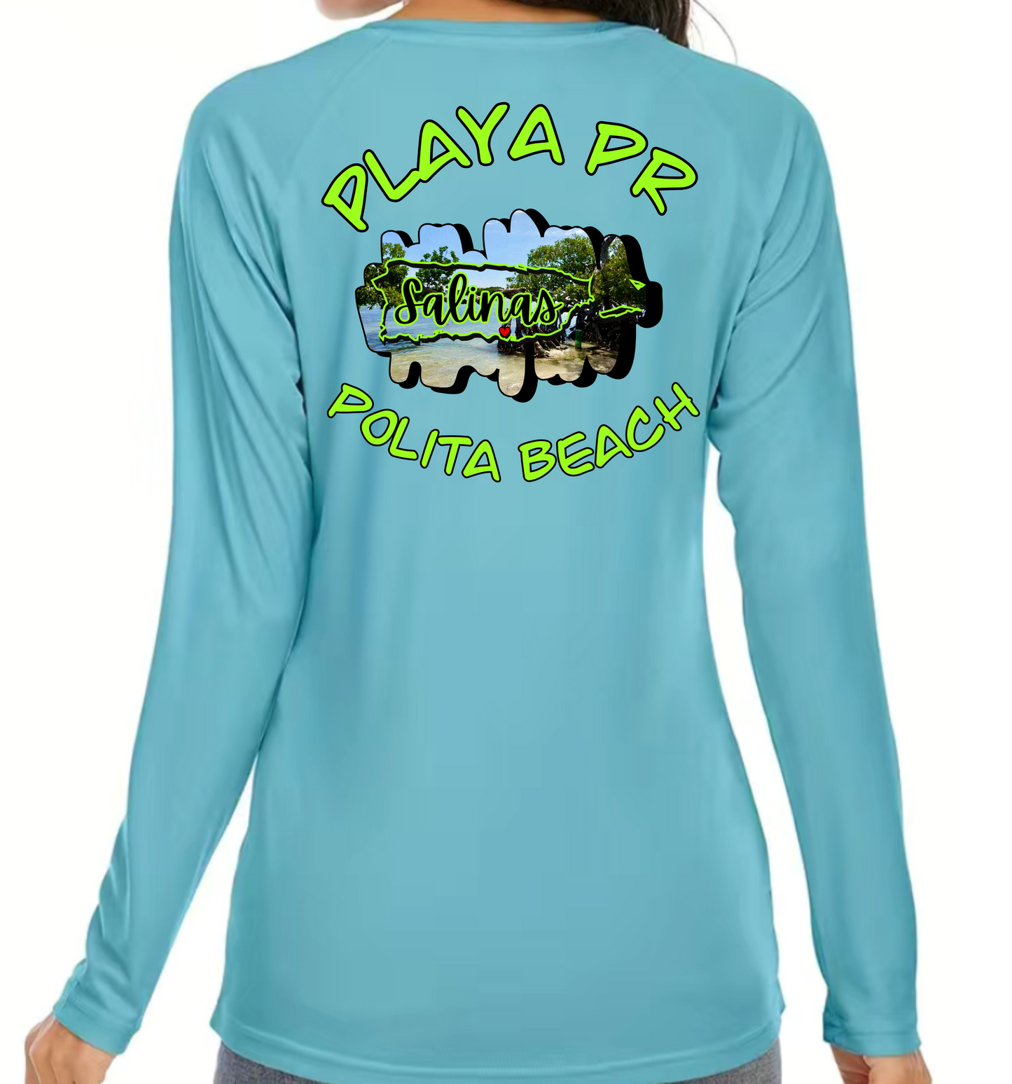 Women's UPF50+ rash guard long sleeve Polita beach, Salinas P.R