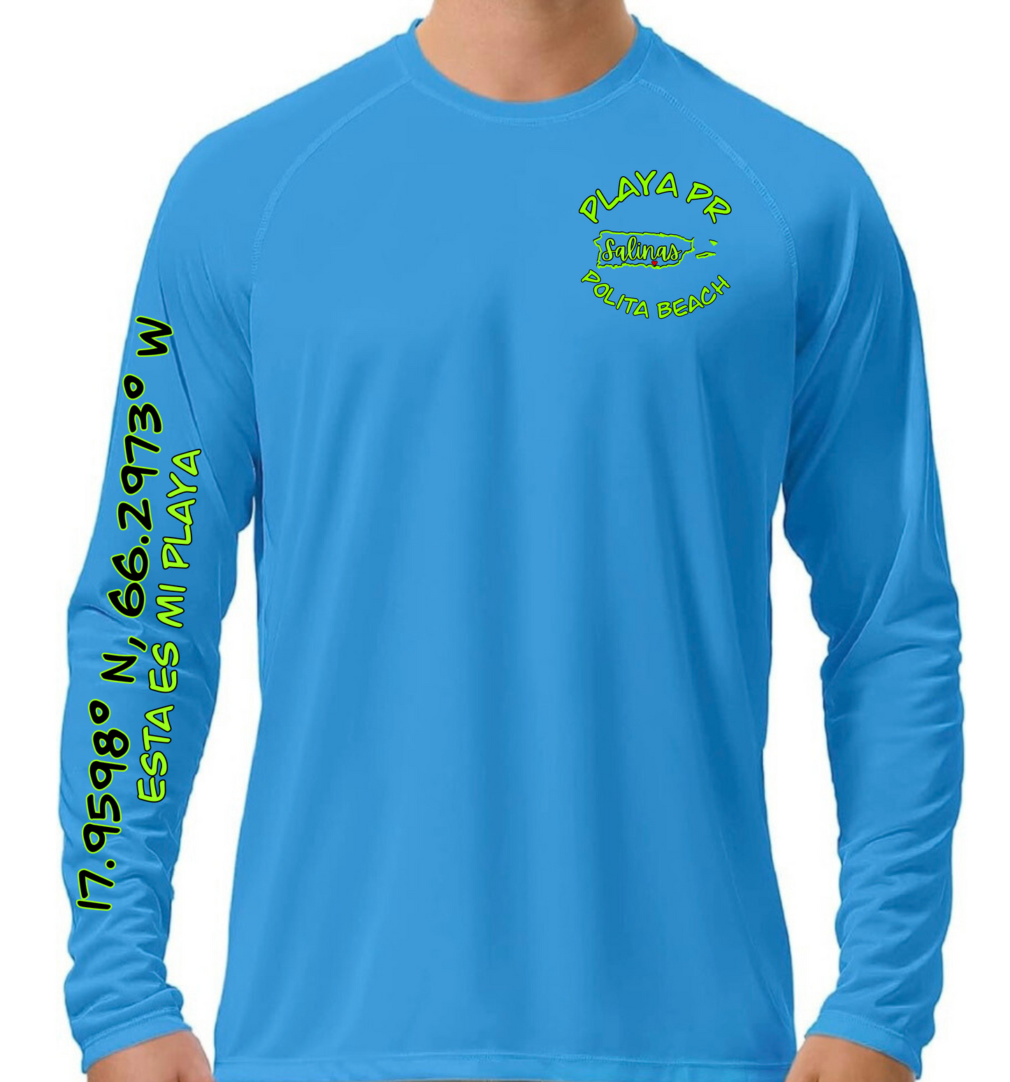 Men's UPF50+ rash guard long sleeve Polita beach, Salinas P.R