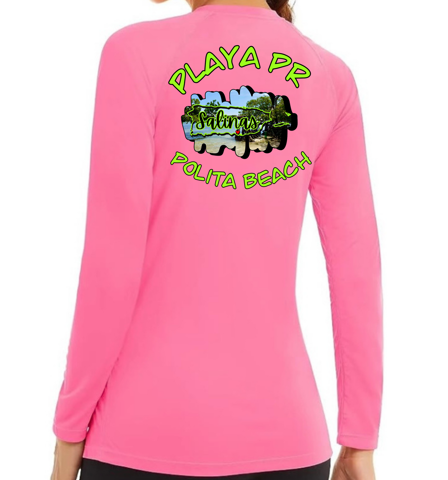 Women's UPF50+ rash guard long sleeve Polita beach, Salinas P.R