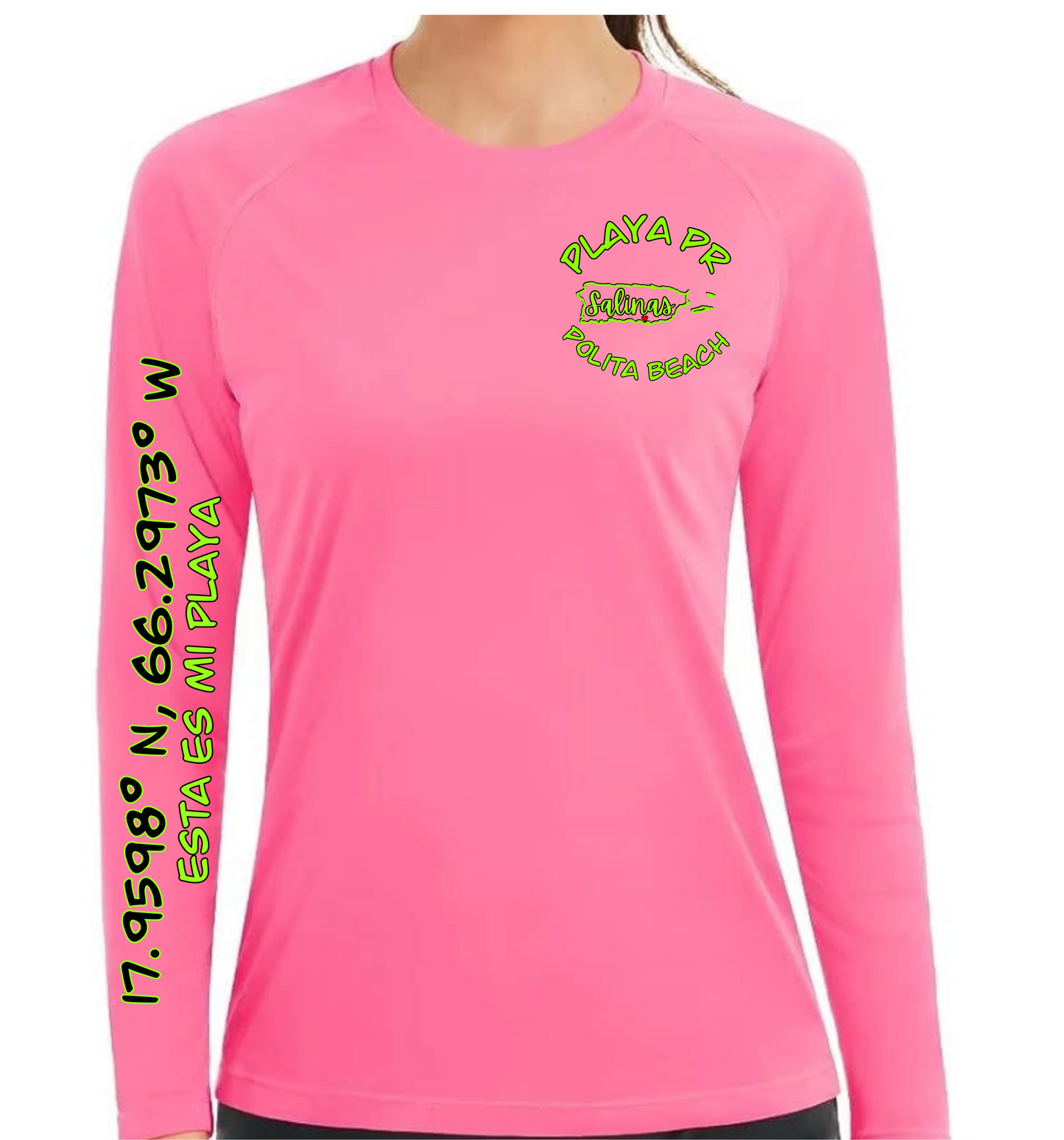 Women's UPF50+ rash guard long sleeve Polita beach, Salinas P.R