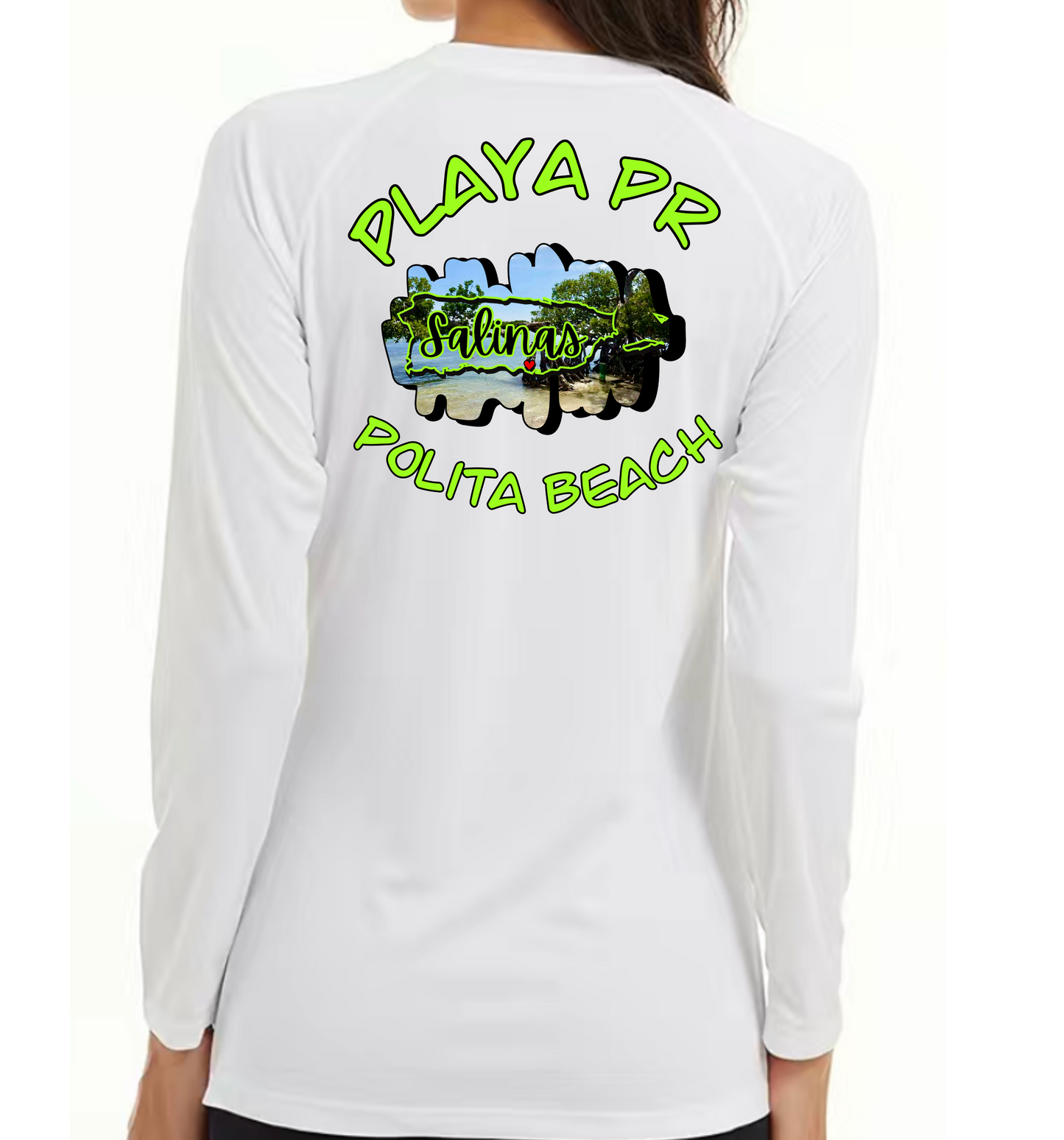 Women's UPF50+ rash guard long sleeve Polita beach, Salinas P.R