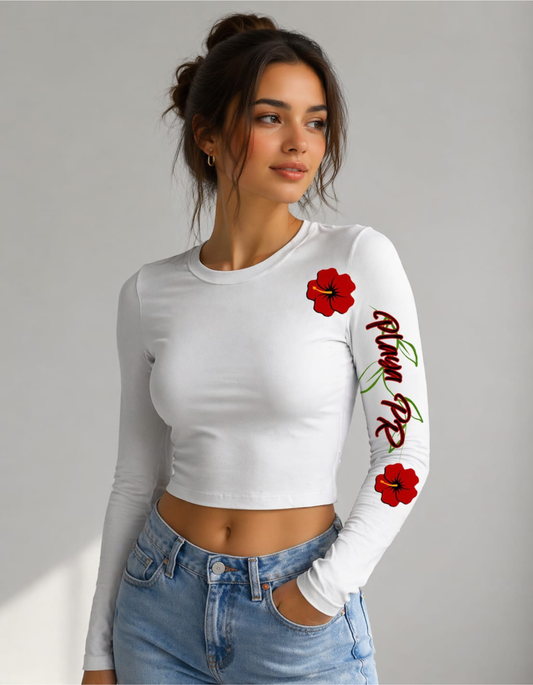 Long Sleeve Crop Top flor de maga