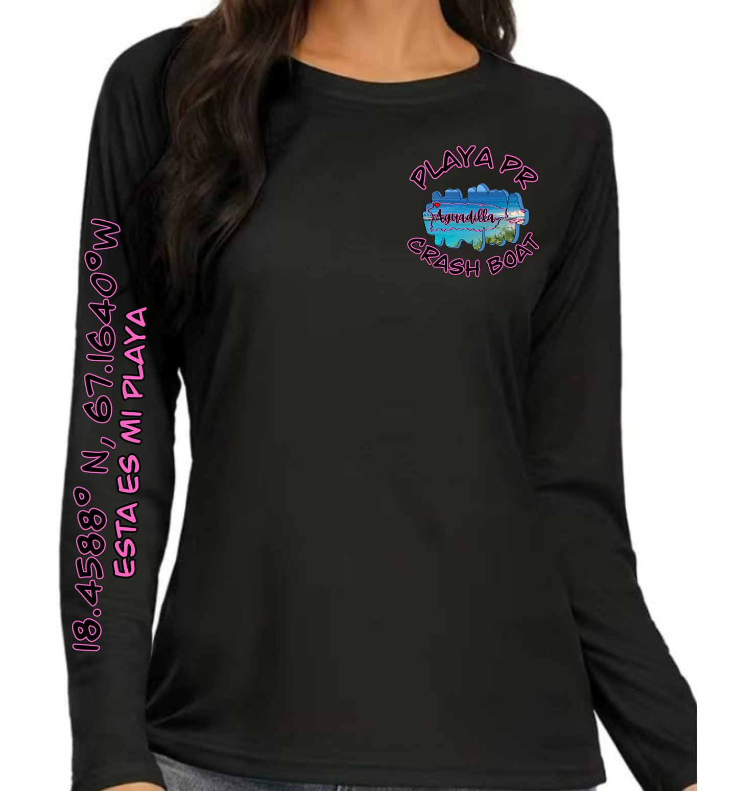 Women's UPF50+ rash guard long Sleeve Crash boat, Aguadilla P.R