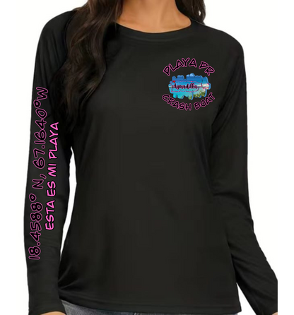 Women's UPF50+ rash guard long Sleeve Crash boat, Aguadilla P.R