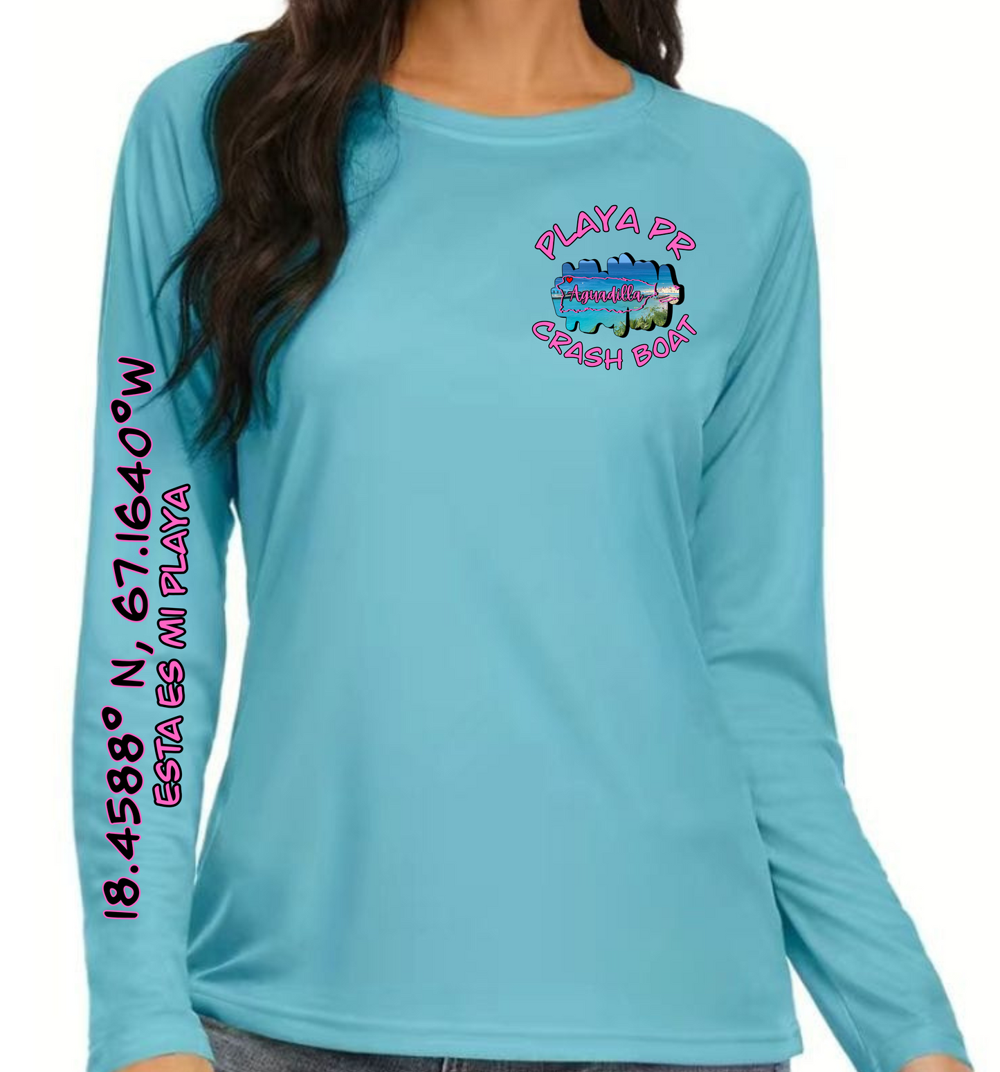 Women's UPF50+ rash guard long Sleeve Crash boat, Aguadilla P.R