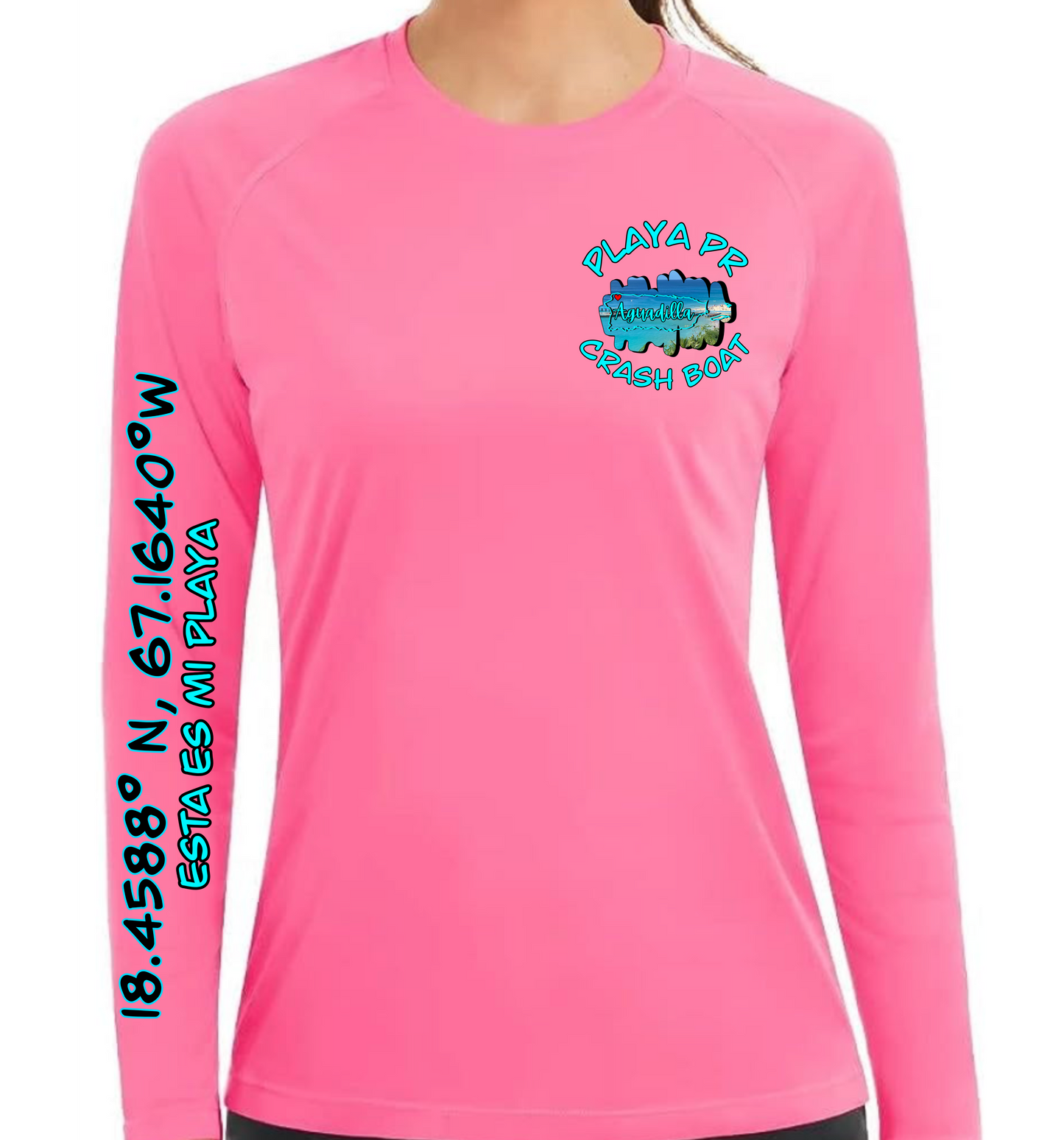 Women's UPF50+ rash guard long Sleeve Crash boat, Aguadilla P.R