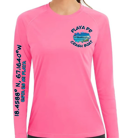Women's UPF50+ rash guard long Sleeve Crash boat, Aguadilla P.R