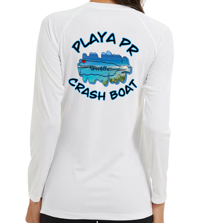 Women's UPF50+ rash guard long Sleeve Crash boat, Aguadilla P.R