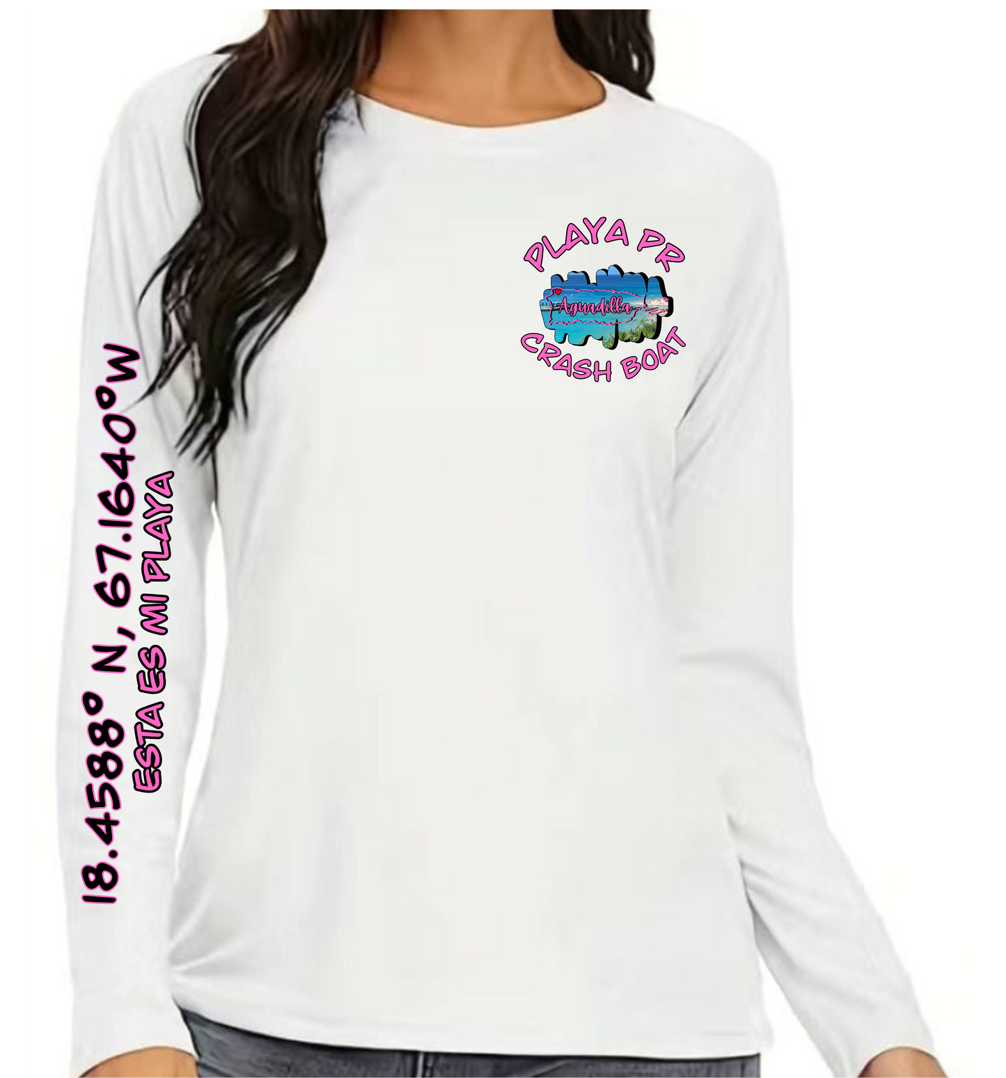 Women's UPF50+ rash guard long Sleeve Crash boat, Aguadilla P.R