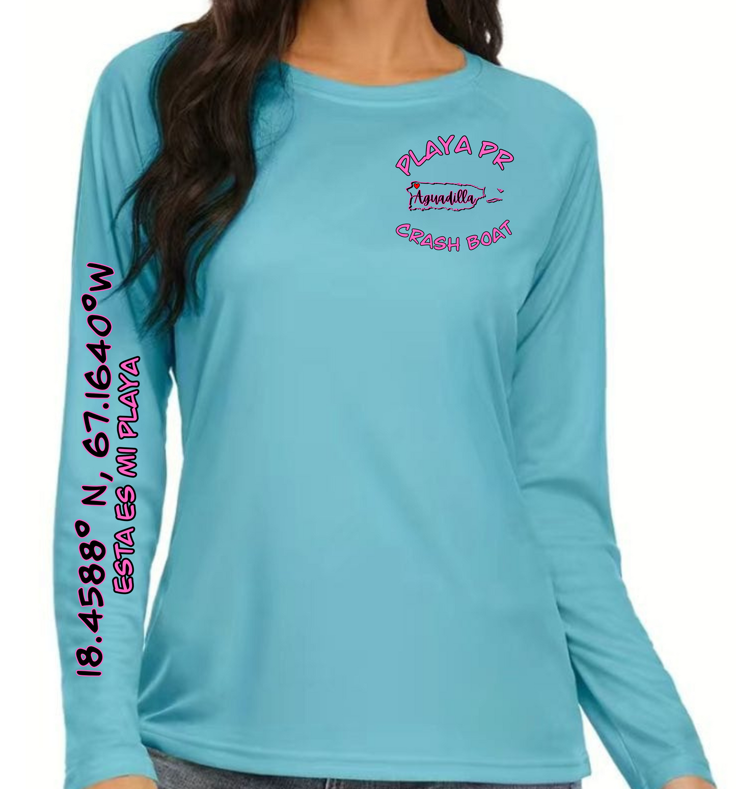 Women's UPF50+ rash guard long Sleeve Crash boat, Aguadilla P.R