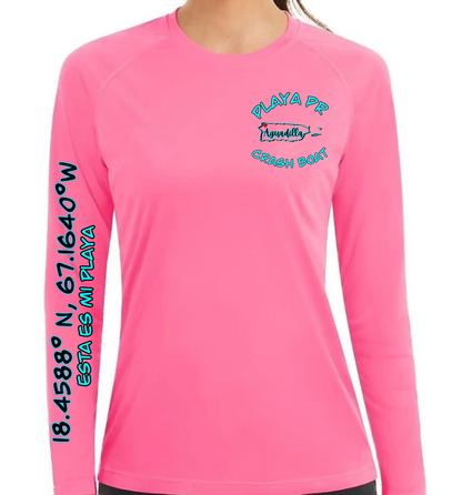 Women's UPF50+ rash guard long Sleeve Crash boat, Aguadilla P.R