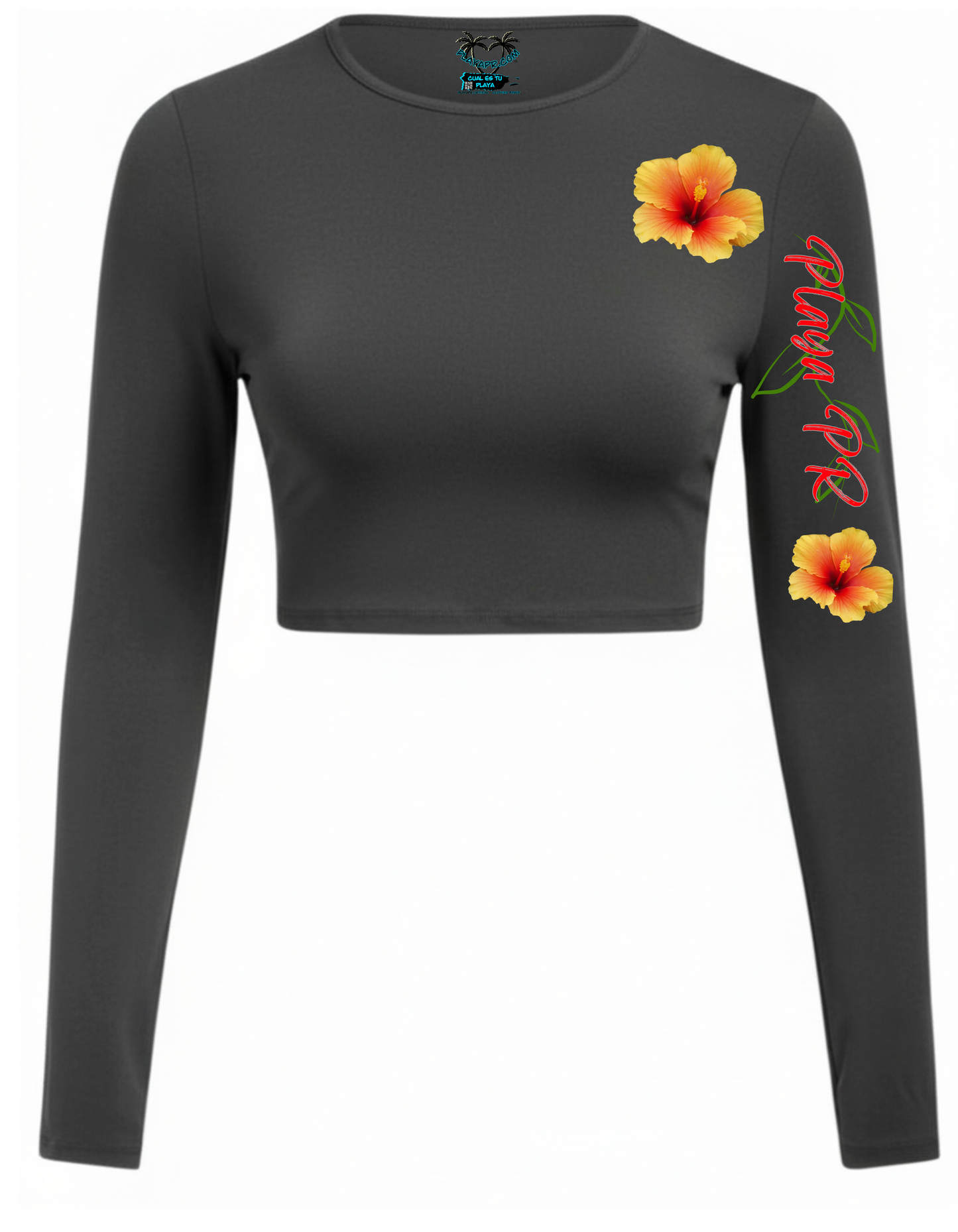 womens long sleeve croptop de flor de maga