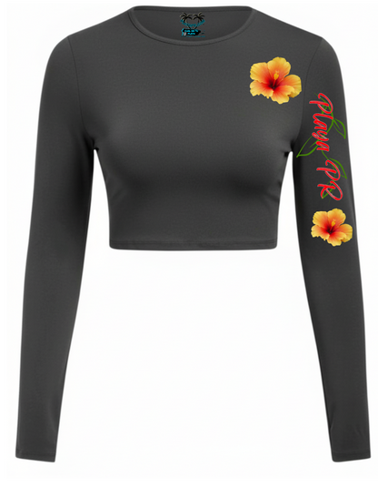 womens long sleeve croptop de flor de maga