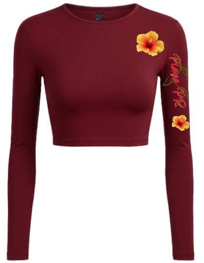 womens long sleeve croptop de flor de maga