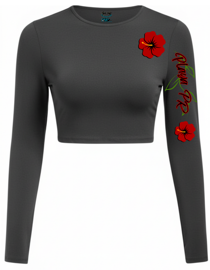 womens long sleeve croptop de flor de maga