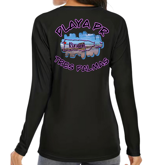 Women's UPF50+ rash guard long sleeve Tres Palmas, Rincon P.R