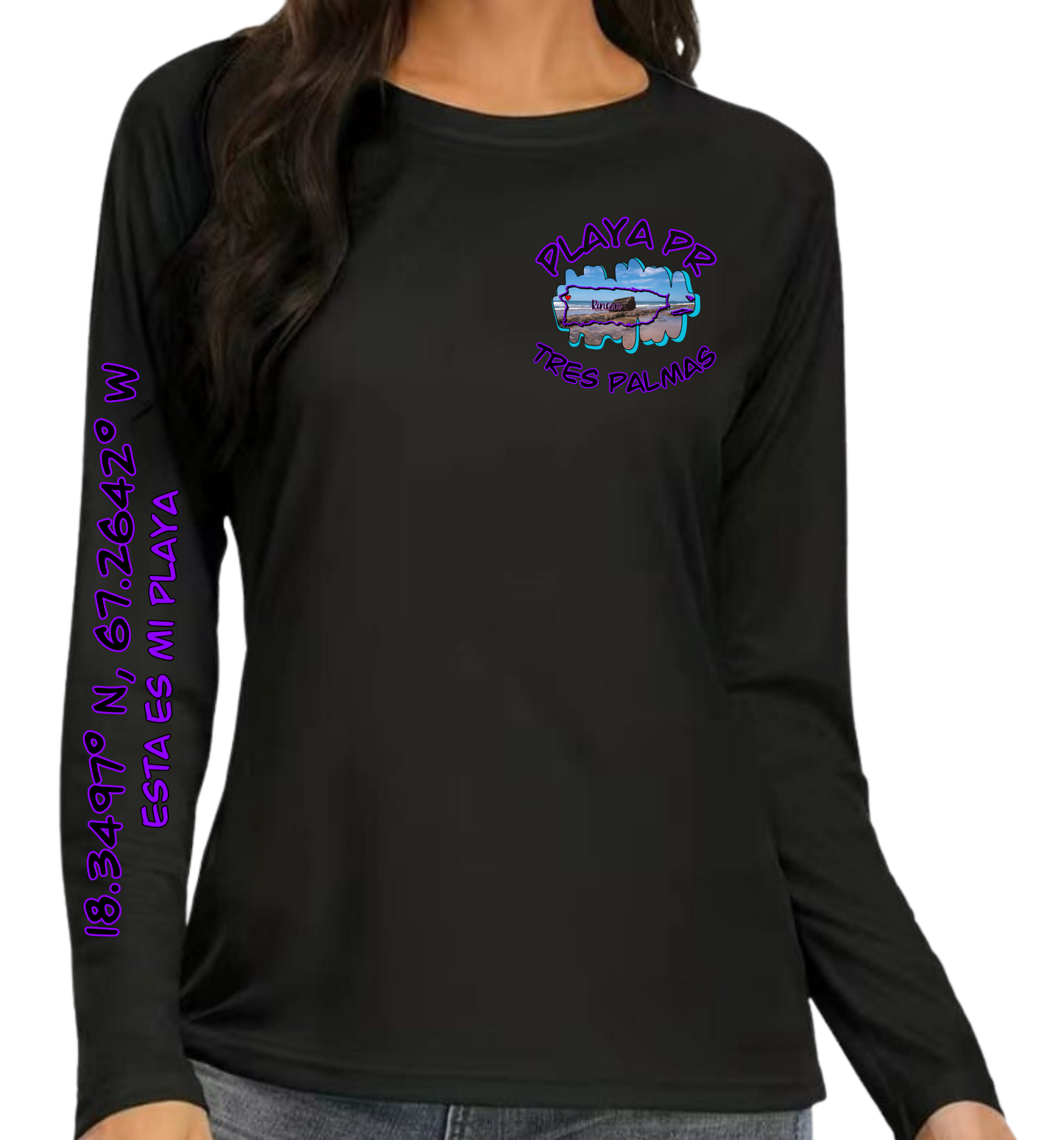 Women's UPF50+ rash guard long sleeve Tres Palmas, Rincon P.R