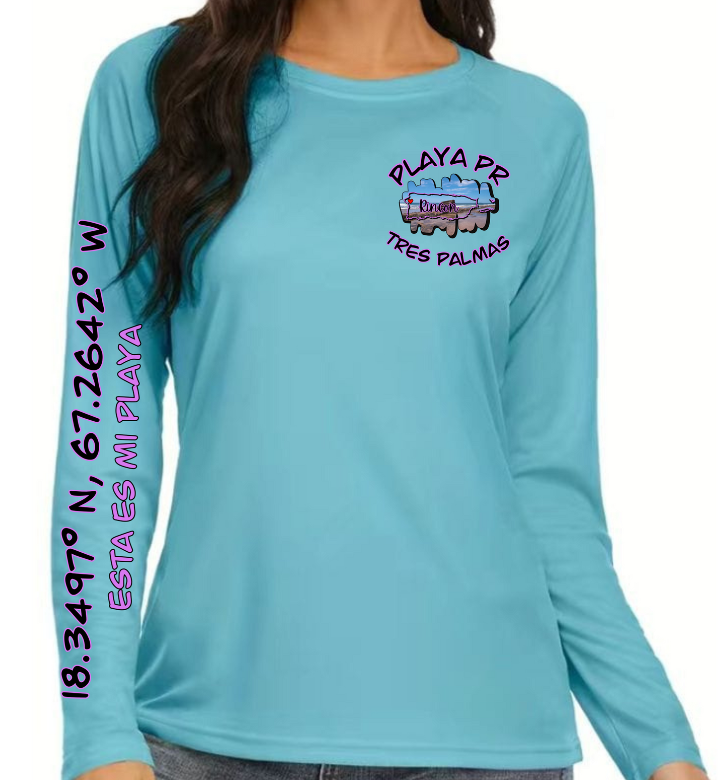 Women's UPF50+ rash guard long sleeve Tres Palmas, Rincon P.R