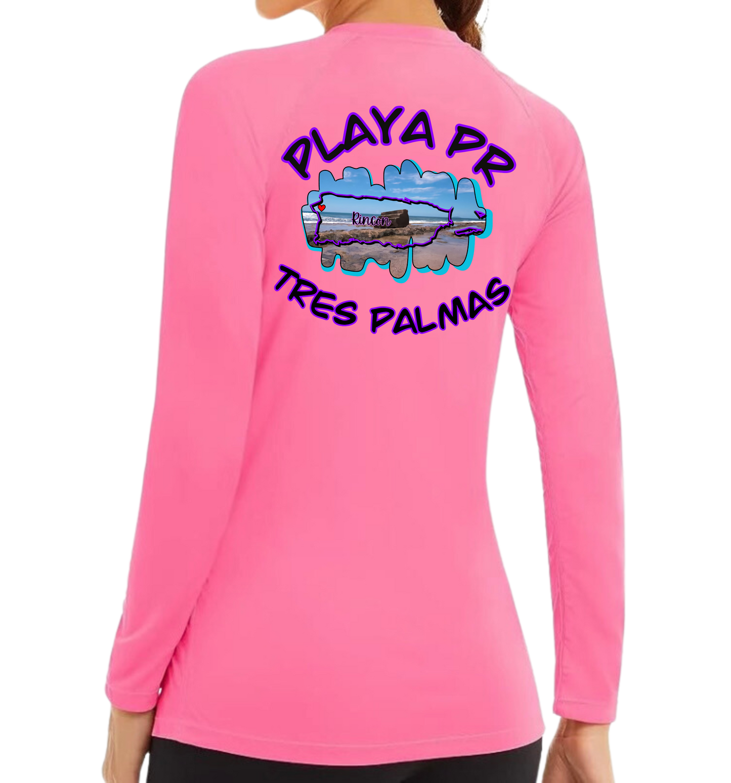 Women's UPF50+ rash guard long sleeve Tres Palmas, Rincon P.R