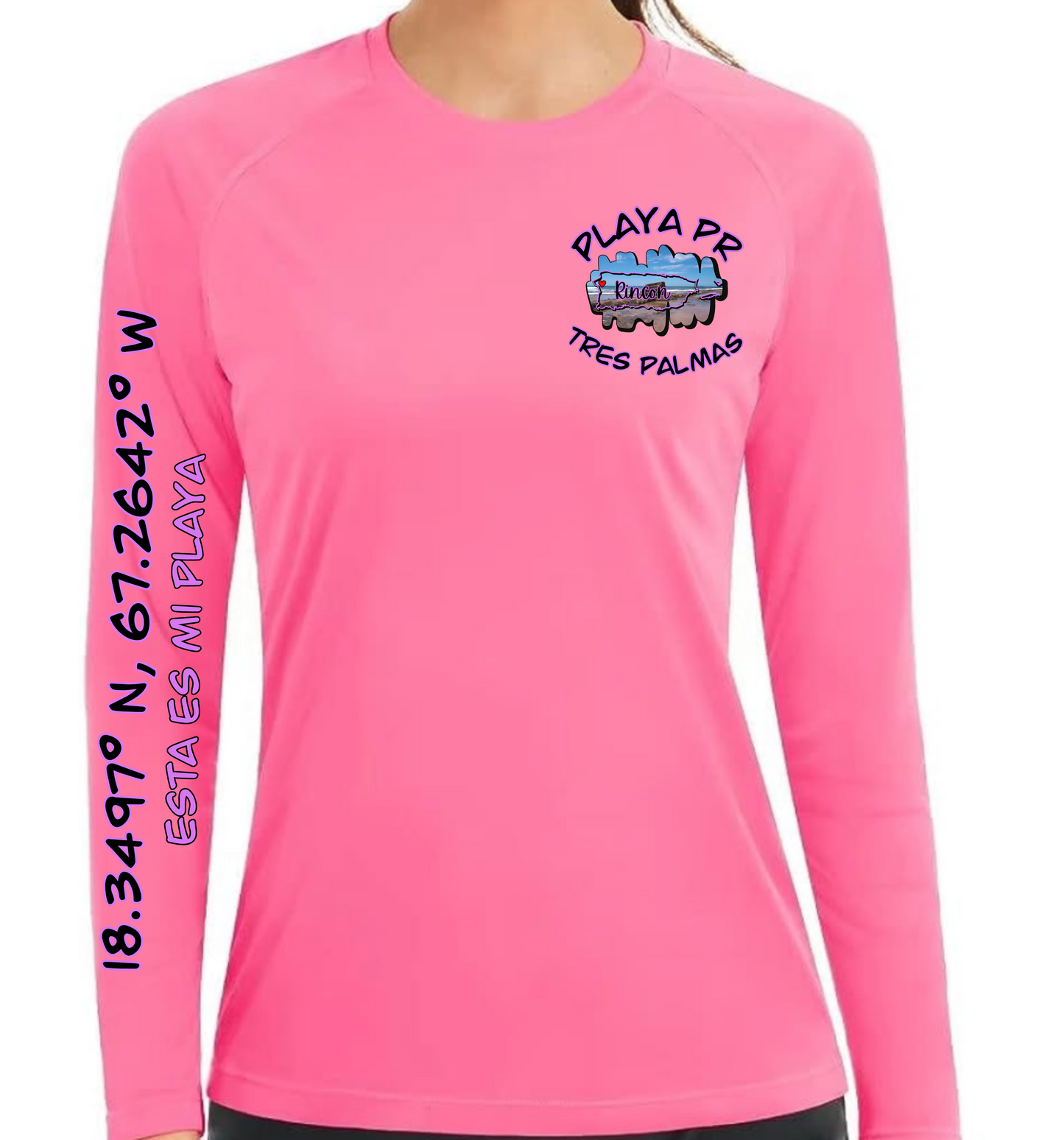 Women's UPF50+ rash guard long sleeve Tres Palmas, Rincon P.R