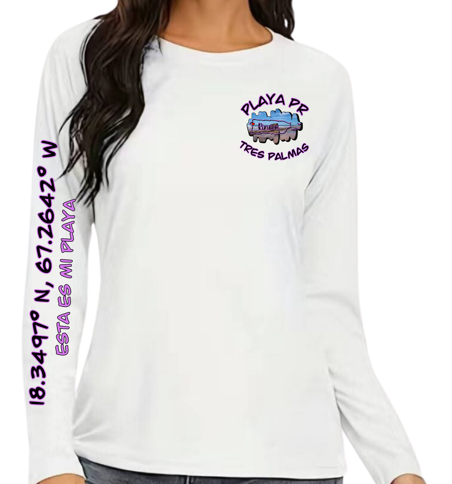 Women's UPF50+ rash guard long sleeve Tres Palmas, Rincon P.R