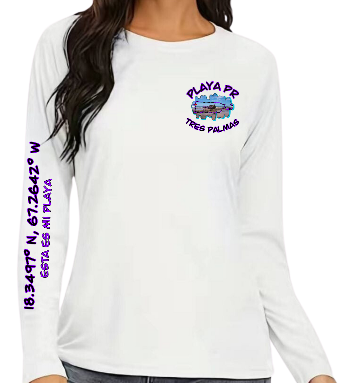 Women's UPF50+ rash guard long sleeve Tres Palmas, Rincon P.R