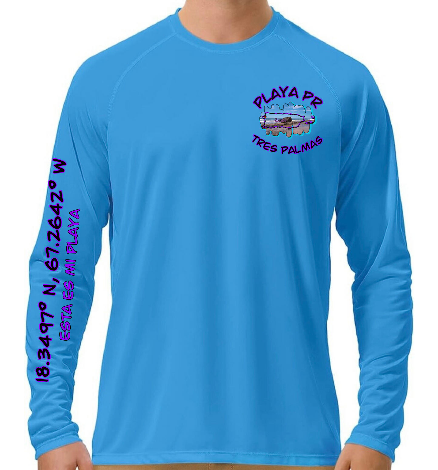 Men's UPF50+ rash guard long Sleeve Tres Palmas, Rincon P.R