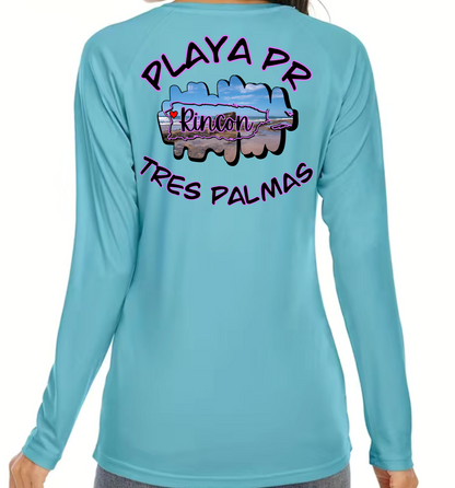 Women's UPF50+ rash guard long sleeve Tres Palmas, Rincon P.R