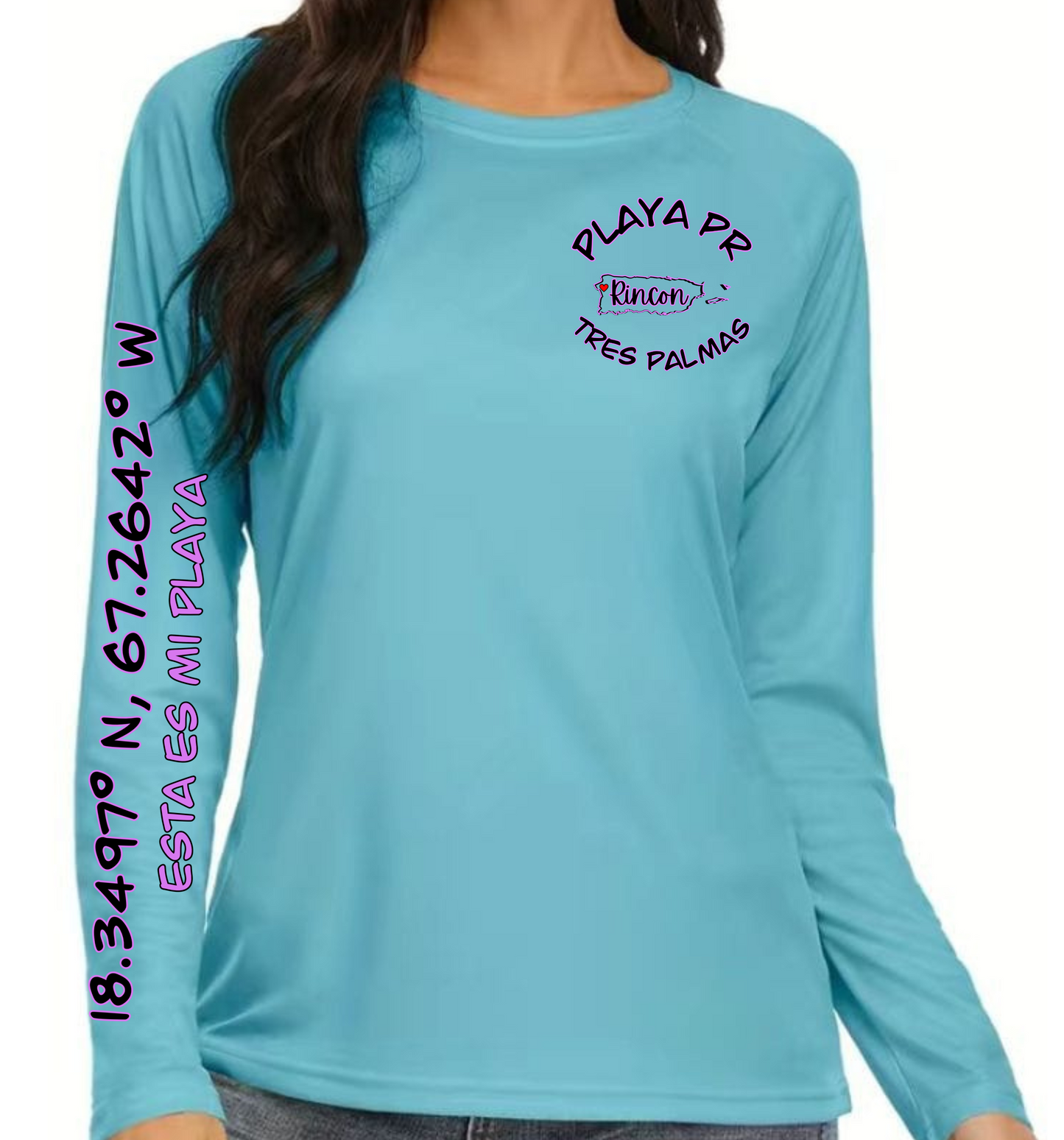 Women's UPF50+ rash guard long sleeve Tres Palmas, Rincon P.R