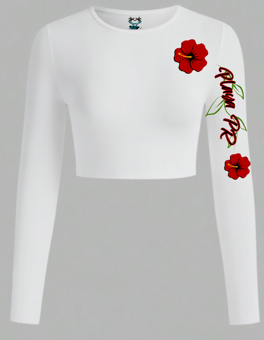 womens long sleeve croptop de flor de maga
